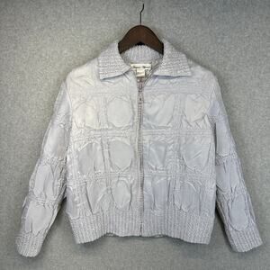 General Apparel Jacket Women Small Silver Gray 100% Polyester Full Zip Collared